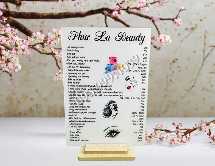 In Menu Bảng Giá Dịch Vụ Salon Tóc - Nails - Xưởng In Móc Khóa -  XuongInThienNam.com