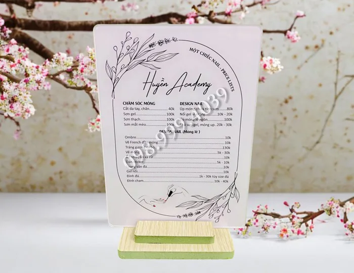 In Menu Bảng Giá Dịch Vụ Salon Tóc - Nails - Xưởng In Móc Khóa -  XuongInThienNam.com