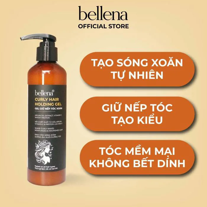 Gel giữ nếp tóc xoăn uốn hippie dưỡng tóc xoăn tạo kiểu tóc Bellena Curly  Hair Holding Gel 250ml
