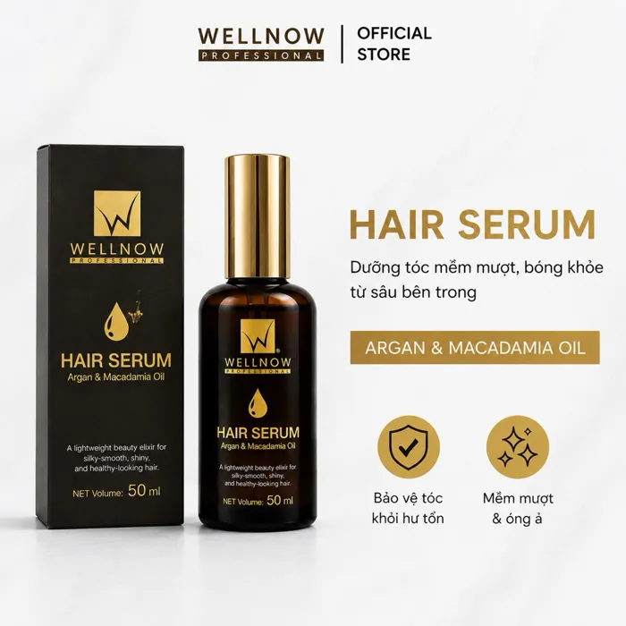 (CHÍNH HÃNG) Tinh dầu giữ nếp tóc uốn siêu mềm mượt, sáng bóng wellnow 50ML