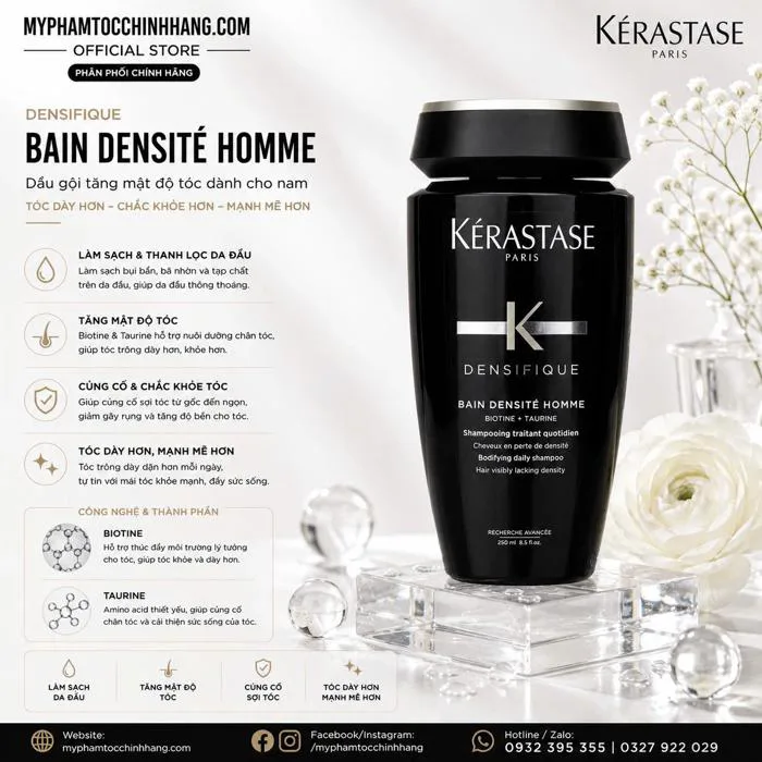 Dầu gội kích thích mọc tóc dành cho nam giới Kérastase Densifique Bain  Densité Homme 250ml