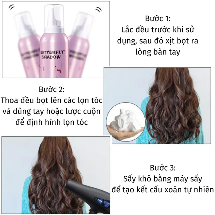 Gôm mềm giữ nếp tóc nữ Butterfly Shadow 300ml keo bọt dạng mềm tạo kiểu và