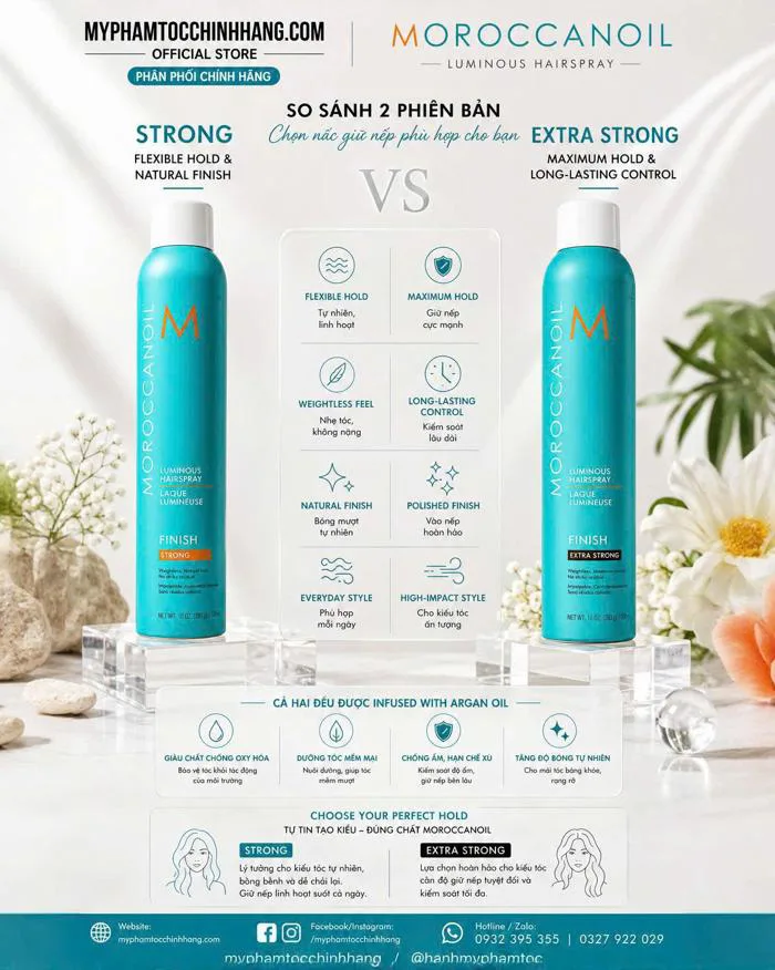 Gôm Xịt Giữ Nếp Moroccanoil Luminous Hairspray 330ml (cứng - Strong Hold  hoặc siêu cứng Extra Strong