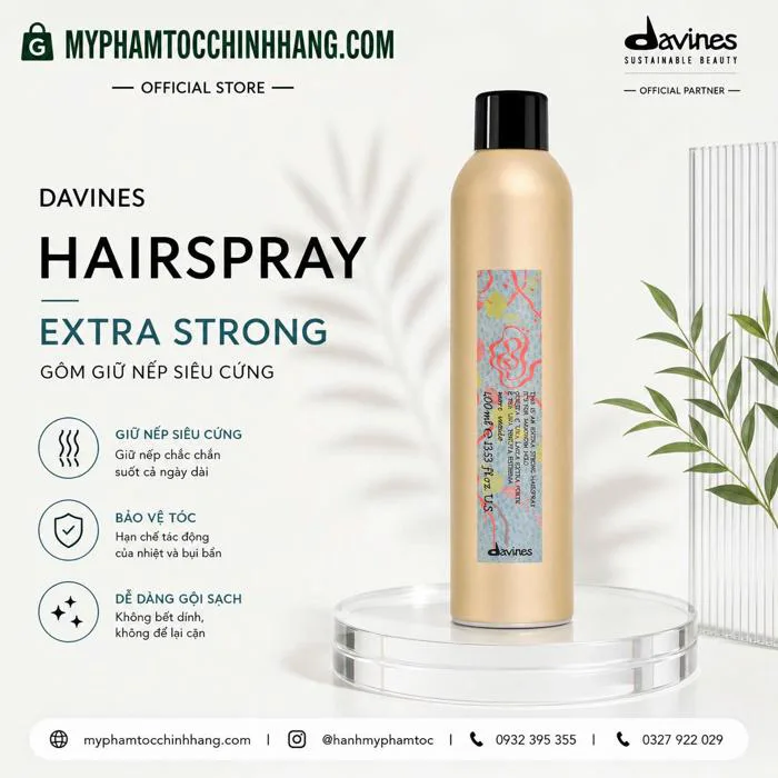 GÔM XỊT CỨNG GIỮ NẾP LÂU DÀI DAVINES EXTRA STRONG HAIRSPRAY 400ML