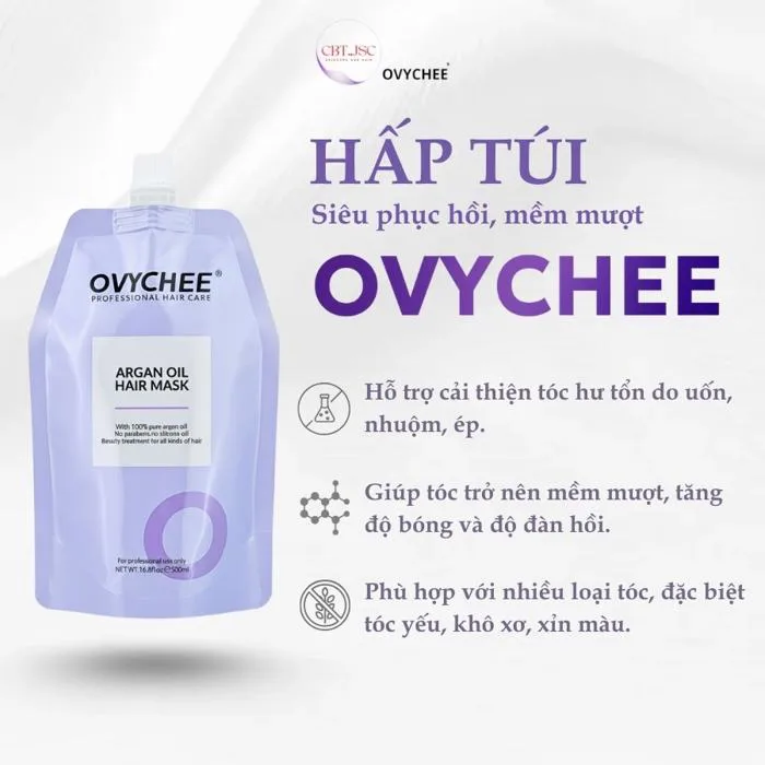 Kem hấp ủ tóc Ovychee túi 500ml với 100% tinh dầu argan nguyên chất phục  hồi tóc siêu mềm mượt Công ty Cổ phẩn xuất nhập khẩu CBT