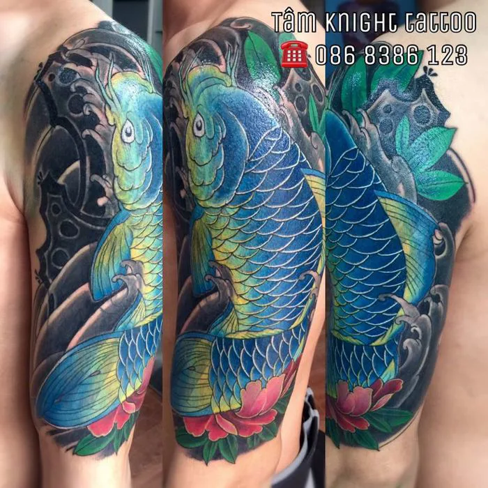 Tattoo cá chép | Hình xăm hoa mẫu đơn, Xăm cá chép hoá rồng, Mẫu hình
