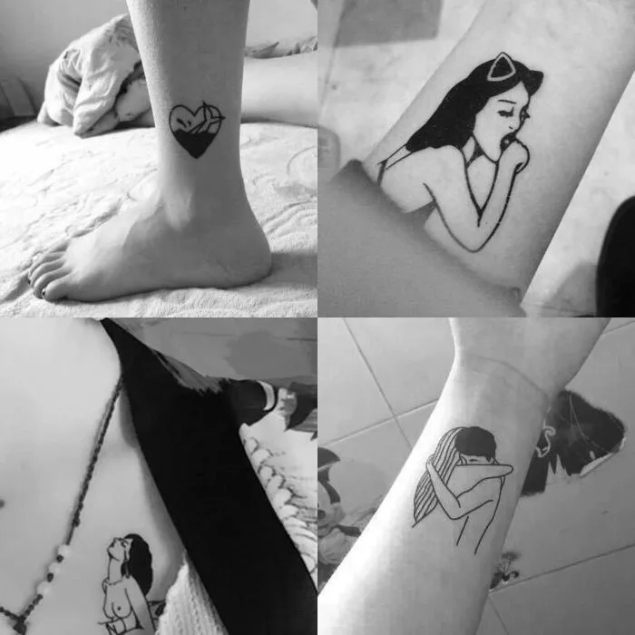 57 Hình Xăm Dán Tatoo Cô Gái Tình Nhân Đen Trắng Cá Tính Unisex – Legaxi