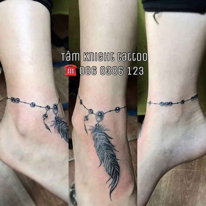Hình xăm lắc chân. Hình xăm cổ chân đẹp, hình xăm cho nữ, hình xăm lông vũ, hình  xăm vòng, hình xăm đẹp ở chân, hình xăm cá tính cho nữ. Hình