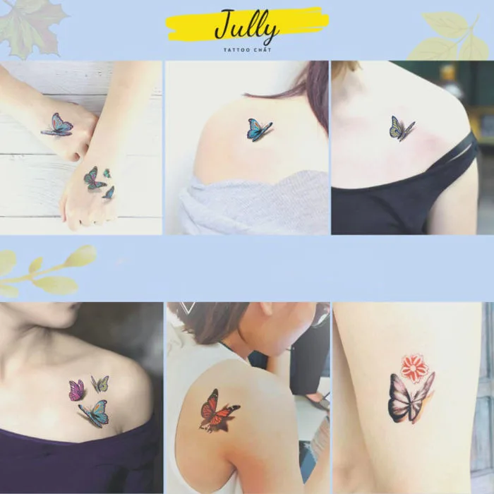 hình xăm dán bướm 3D mini cho nữ JULLY Tattoo chất (kích thước 10,5x6cm) hình  xăm chống nước xăm tạm thời an toàn bền đẹp | Lazada Việt Nam