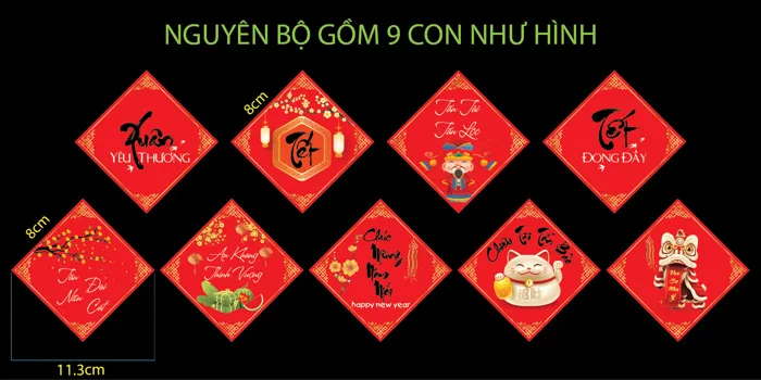 Tem decal trang trí Tết - Giá bán: 28k/50 con - Sticker for lunar new year