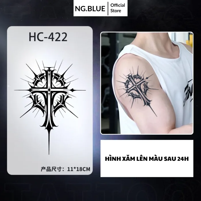 Hình xăm dán đẹp ngầu bắp tay chân ngực tattoo cho nam đẹp 10-15 ngày tạm  thời lâu trôi chống thấm nước