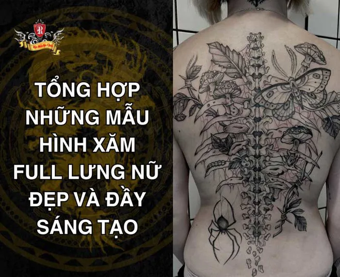 Hình xăm full lưng nữ, vẻ đẹp nở sau vai