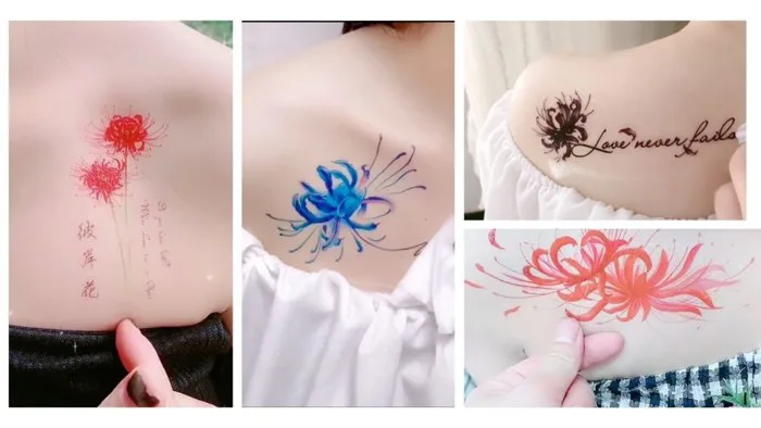 Douyin | Hình xăm hoa bỉ ngạn trên vai cực đẹp | Beautiful tattoo of  birches flower on shoulder