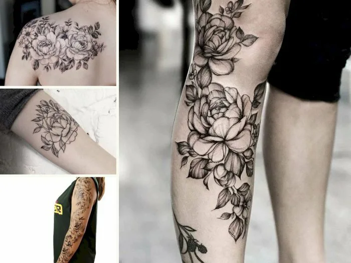 101 hình xăm hoa mẫu đơn trắng đen đẹp, ấn tượng, độc lạ cho nam và nữ