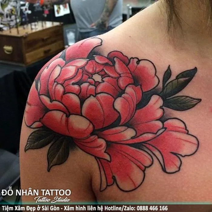 Hình xăm Hoa Mẫu Đơn (011) tại ĐỖ NHÂN TATTOO