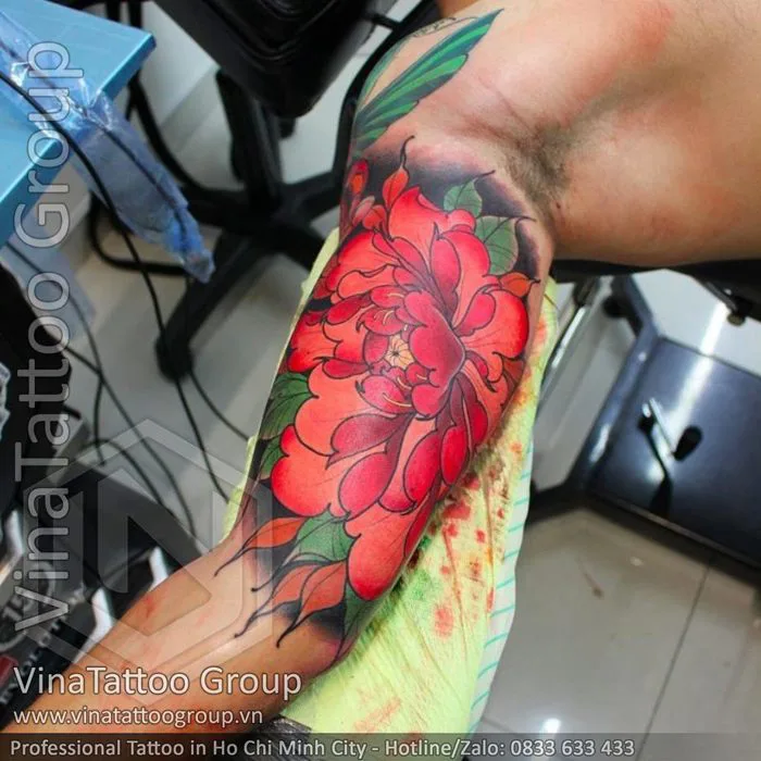 Hình xăm hoa mẫu đơn - VinaTattoo Group