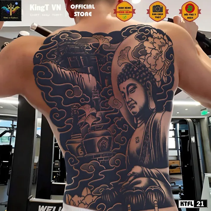 ✅ Hình xăm 15 ngày full lưng đức Phật thích ca mâu ni được ưa chuộng nhất  hàng chính hãng KingT