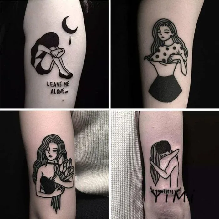 HÌNH XĂM DÁN MINI TATTOO CHỐNG THẤM NƯỚC ĐEN TRẮNG NGẦU CÁ TÍNH PHONG CÁCH  HÀN QUỐC Hình Xăm Cho Trẻ Từ 8 Tuổi Hình Xăm Dán Nhiều Mẫu Thiết Kế -