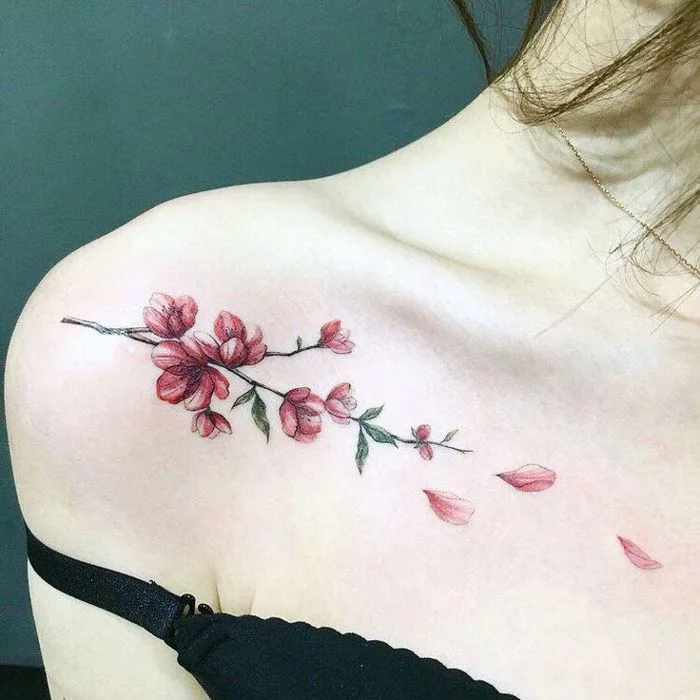 Vintage Aesthetic Tattoos | Hình xăm hoa trên vai, Hình xăm hoa anh đào, Hình  xăm