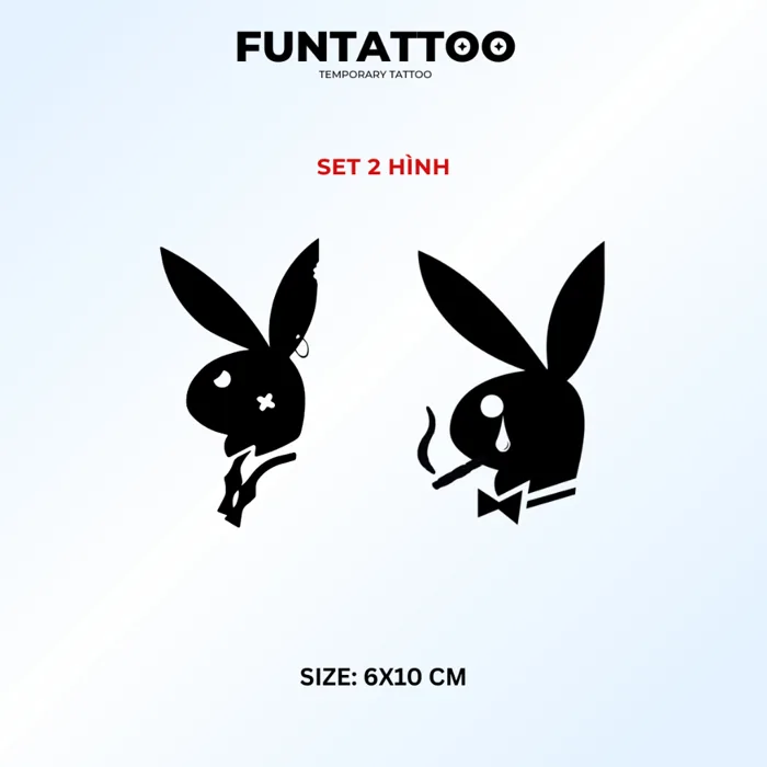 Hình Xăm Tạm Thời 15 Ngày Thỏ Play boy Bad rabbit Funtattoo Chống Nước  Chống Cọ Xát PLS002 [KB-6-12] | Shopee Việt Nam
