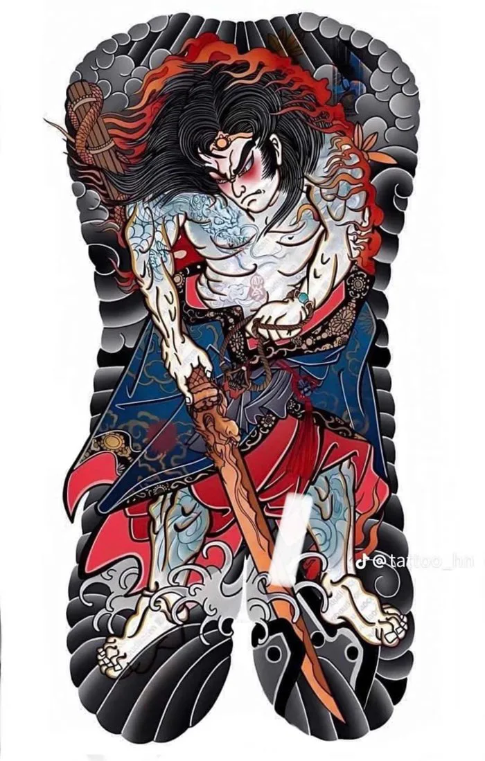 Hình xăm đùi | Hình xăm samurai, Hình xăm mandala, Tattoo nhật cổ