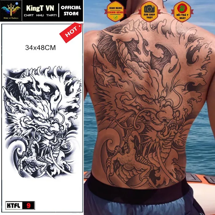 ✓ Hình xăm 15 ngày full lưng nhật cổ cửu long di quan mãnh long quá giang  hàng chính hãng KingT | Shopee Việt Nam