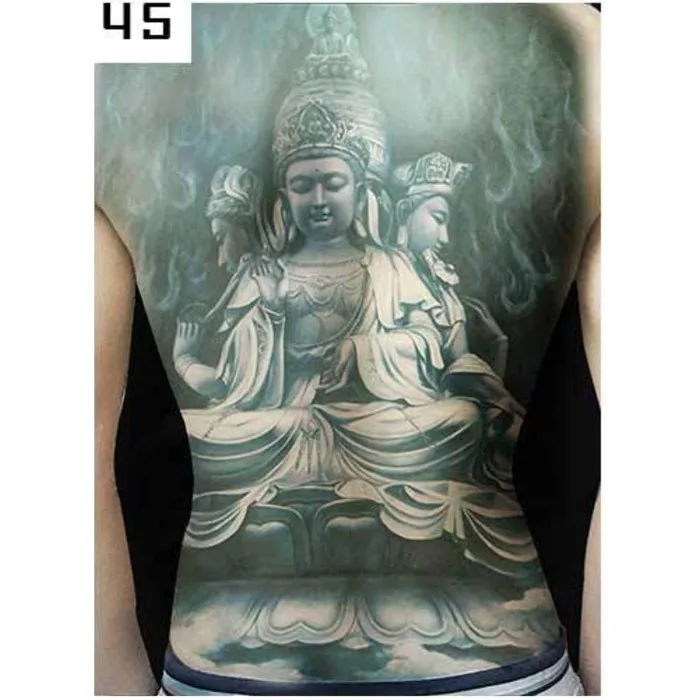 Hình xăm dán kín lưng cao cấp phật bà trắng đen 34x48cm | Shopee Việt Nam