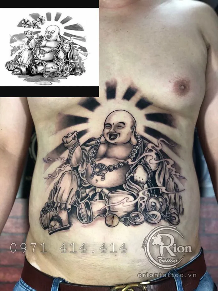 Hình xăm phật di lặc | Quan neck tattoo, Quan hand tattoo, Buddha belly  tattoo