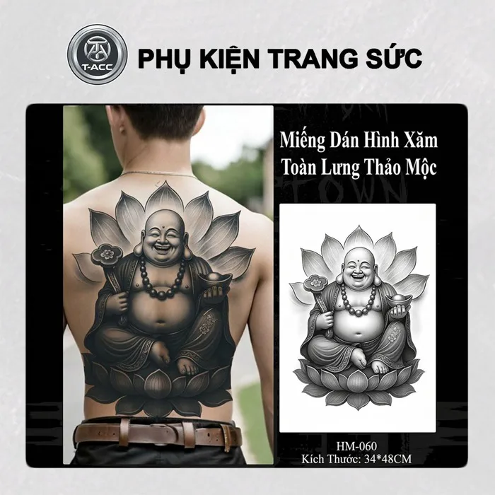 Hình xăm full lưng 15 ngày chống nước hình phật Di Lặc HM-060, hình xăm dán  tạm thời phong cách nhật cổ bền đẹp | Shopee Việt Nam