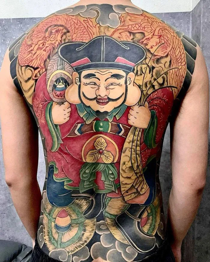 Hình xăm phúc lộc thần tài nhật cổ