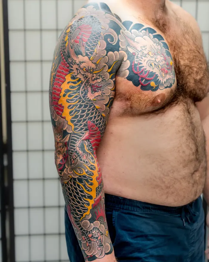Japanese Sleeve Tattoo Completion Time: About 3 Sessions