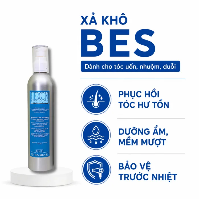 Kem Dưỡng Tóc Không Cần Xả, Giữ Nếp Xoăn, Chống Rối Mềm Mượt BES Hergen  300ml