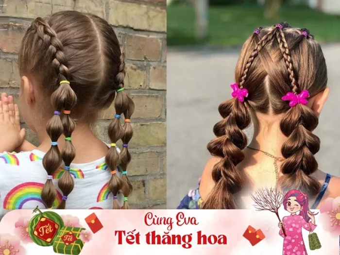 8 kiểu tóc xinh cho bé gái chơi Tết, mẹ chỉ cần 5 phút để làm