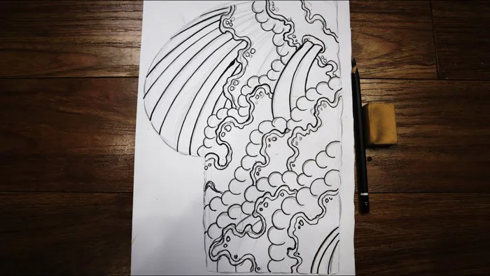 Hướng dẫn vẽ hình xăm nhật cổ - how to draw tattoo japan step by step