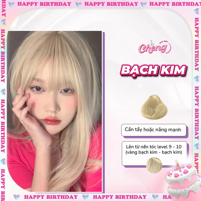 Thuốc Nhuộm Tóc Màu BẠCH KIM cần Tẩy - Cheng Love Hair