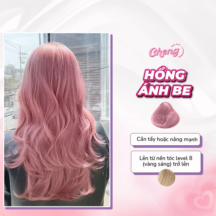 Thuốc Nhuộm Tóc Màu HỒNG NHẠT - Hồng Ánh Be | Chenglovehair, Chenglovehairs  - Cheng Love Hair