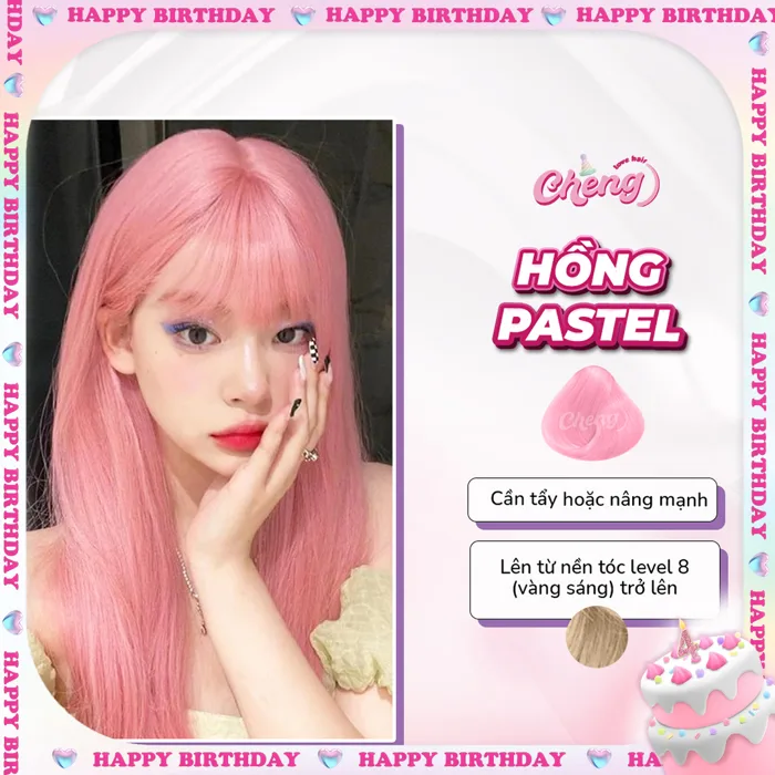 Thuốc Nhuộm Tóc Màu HỒNG PASTEL - Cheng Love Hair