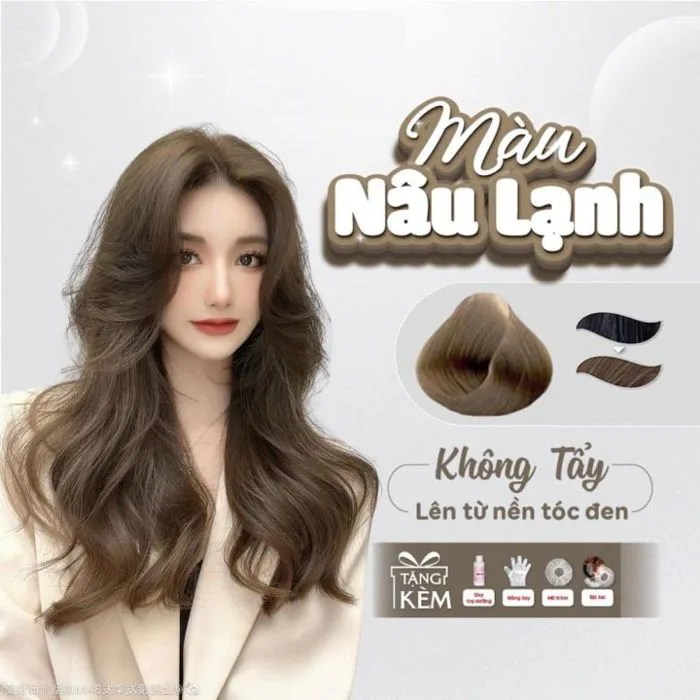 Thuốc nhuộm tóc màu tóc nâu lạnh - Không cần tẩy lên từ nền tóc đen tự  nhiên - Tặng kèm lược mũ trùm găng tay - Lazada | Lazada Việt Nam