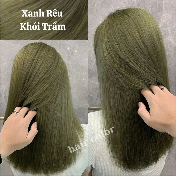 Thuốc Nhuộm Tóc Màu Xanh Rêu Khói Trầm Tặng Kèm Găng Tay Và Mũ Trùm Đầu