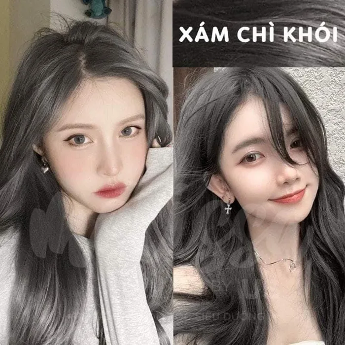 Thuốc Nhuộm Tóc Màu Xám Chì Khói Siêu Lạ Không Tẩy ( TẶNG OXY DƯỠNG + GĂNG