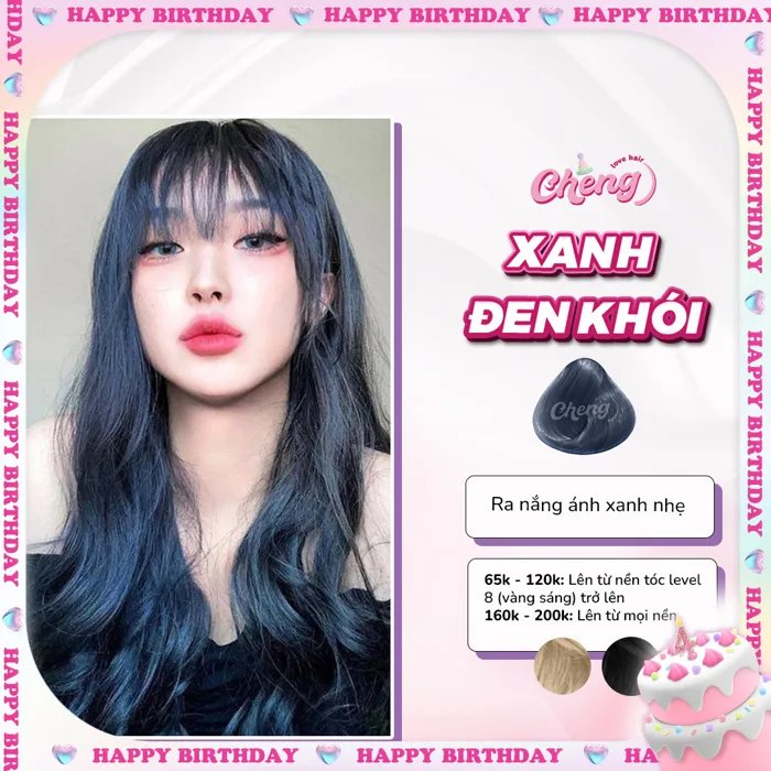 Thuốc Nhuộm Tóc Màu XANH DƯƠNG ĐEN KHÓI, Xanh Đen Khói Không Tẩy - Cheng  Love Hair