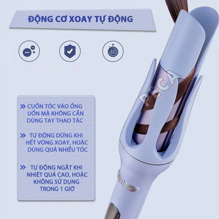 Máy uốn tóc xoay tự động Kemei KM-2063 điều chỉnh 12 mức nhiệt độ