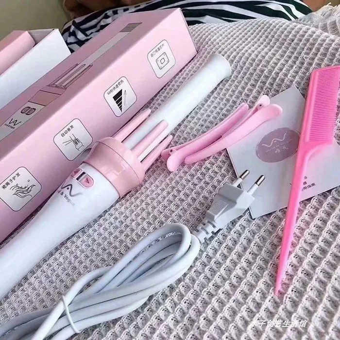 Máy Uốn Tóc Xoăn Tạo Kiểu Vivido & Vogua Xoay Tự Động 360 Độ - Gậy Làm Xoăn  Uốn Tóc Xoay Tự Động Tại Nhà Chuẩn Salon Tặng Kèm Lược Và 2