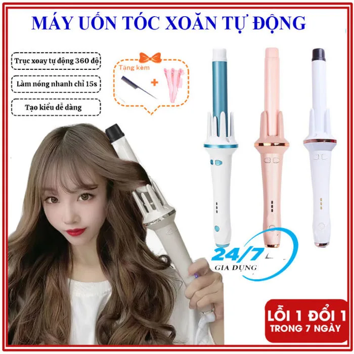 Máy uốn tóc xoăn tự động mini 28mm, Máy uốn tóc tự động xoay 360 độ