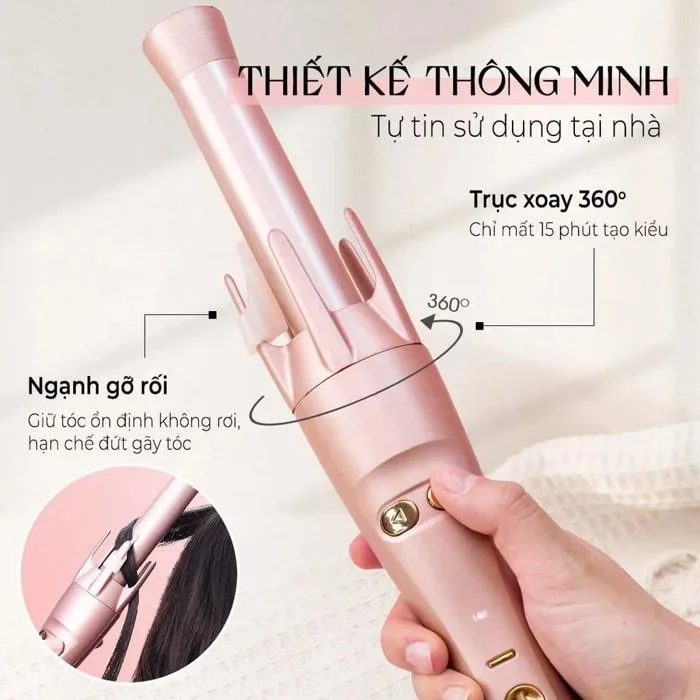 Máy Uốn Tóc HALIO Auto Rotating Hair Curler Tự Xoay 360 Độ Ion Âm #Màu Rose  GoldMáy Uốn Tóc HALIO Auto Rotating Hair Curler Tự Xoay 360 Độ Ion Âm - Mà  – annguy.beauty