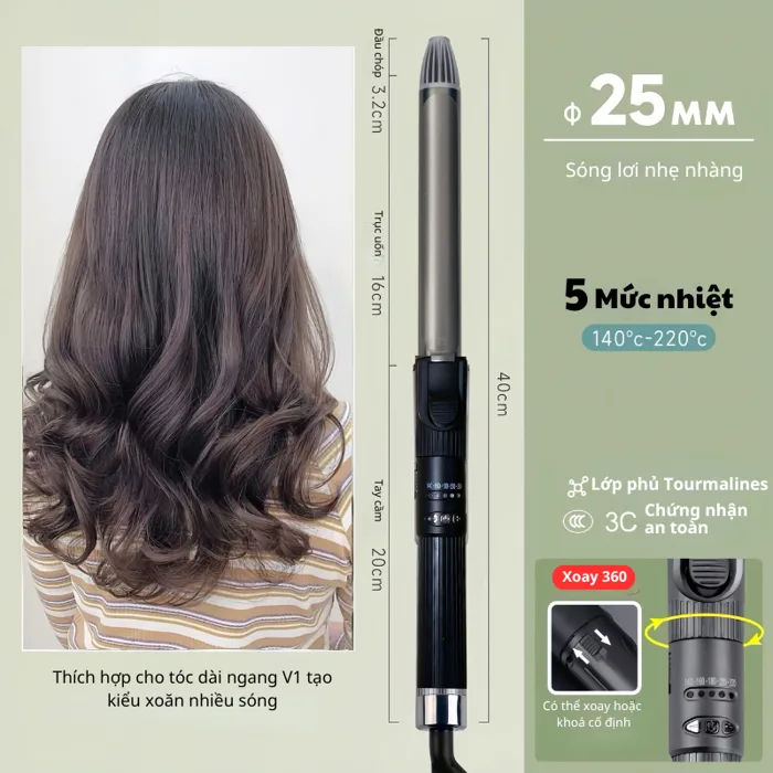 Máy uốn tóc xoăn Hàn Quốc Koremi tự xoay trục 360 độ, máy làm tóc xoăn lọn  to, nhỏ Chuyên nghiệp cho Salon, BH 12 tháng | Shopee Việt Nam