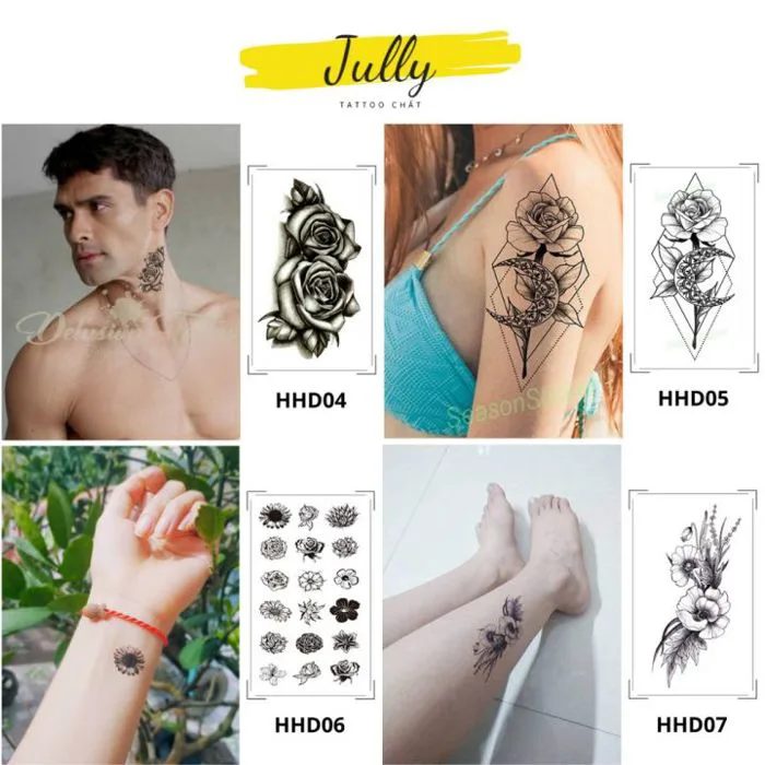 hình xăm dán hoa hồng đen mini nghệ thuật nhiều mẫu JULLY Tattoo chất (kích  thước 10,5x6cm) hình xăm chống nước xăm tạm thời an toàn bền đẹp | Lazada  Việt Nam