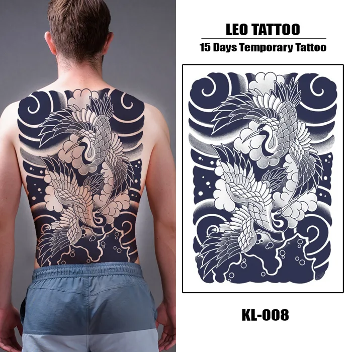 Hình Xăm Dán Phượng Hoàng Nhật Cổ Full Lưng Cực Ngầu – Tattoo Dán 15 Ngày –  35x48cm