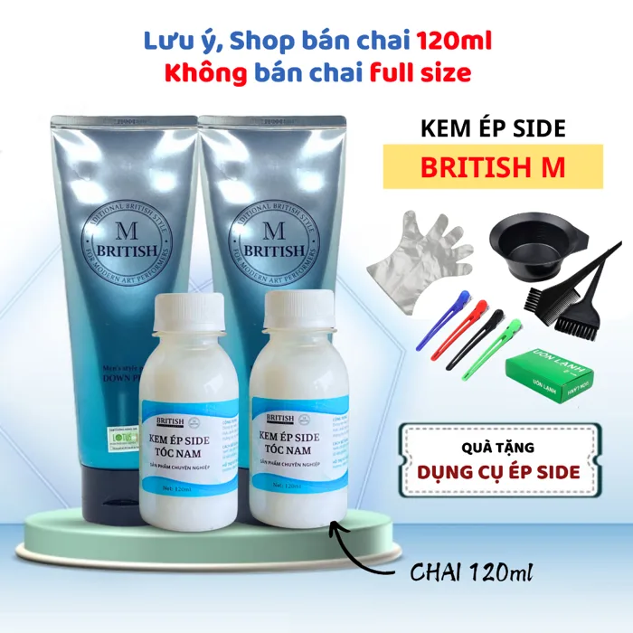 Thuốc ép Side tóc nam BRITISH M Men's Style Down Perm, kem ép side tóc nam  chuyên nghiệp chai 120gr
