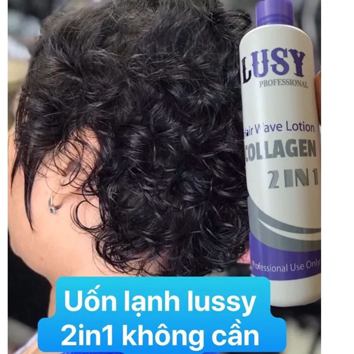 Thuốc uốn lạnh Lusy Collagen không cần dập 500ml AZ008 ,thuốc uốn tóc tại  nhà, tặng kẹp càng cua, bịt tai - az008.vn